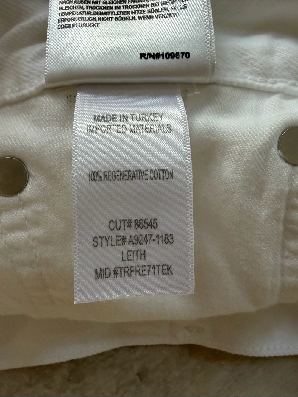 Agolde White High-Rise Leith Denim Shorts, Marshmallow - Picture 8 of 8
